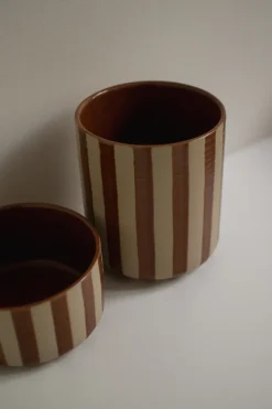 DBKD Line pot Ø14x16 cm, Stripe nougat< Bloempotten