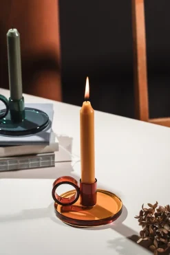 Muurla Loop kandelaar Ø11 cm, Amber< Kaarsenhouders & Kaarsenborden