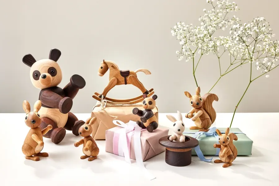 Spring Copenhagen Lotus panda decoratie 25 cm, Esdoorn< Houten Beelden