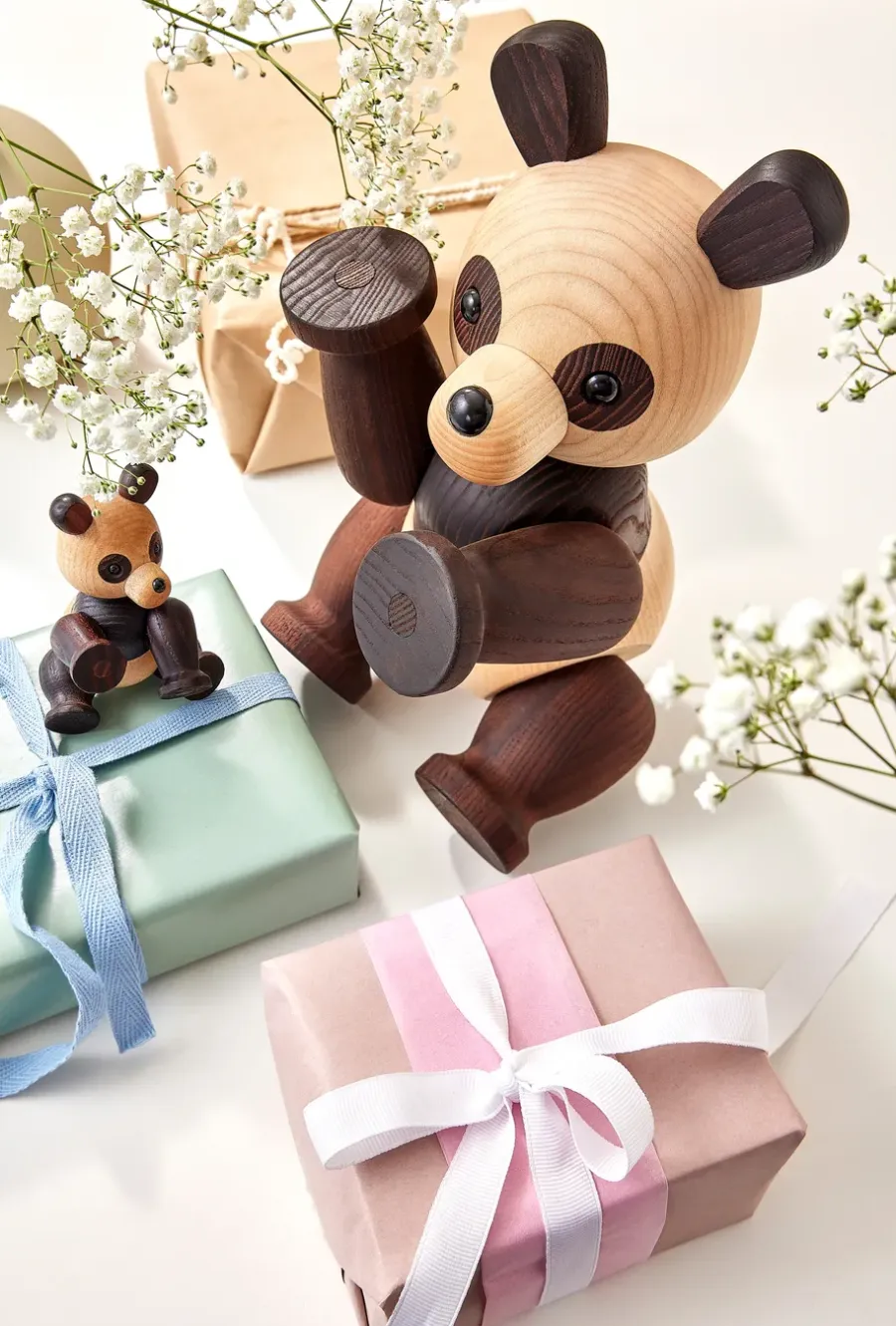 Spring Copenhagen Lotus panda decoratie 25 cm, Esdoorn< Houten Beelden