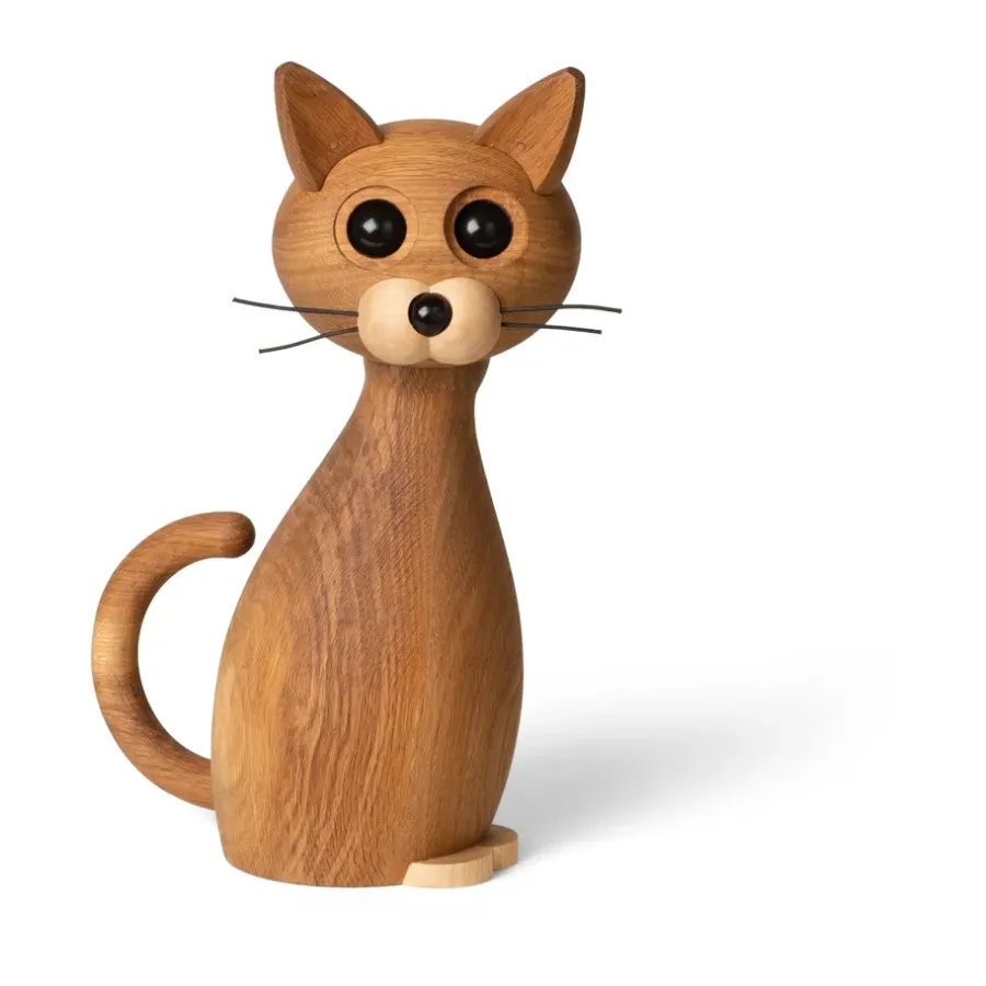 Spring Copenhagen Lucky kat decoratie 42 cm, Eik-Esdoorn< Houten Beelden