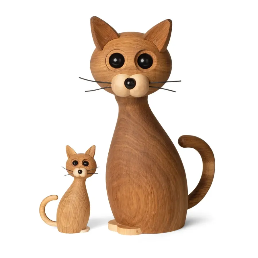 Spring Copenhagen Lucky kat decoratie 42 cm, Eik-Esdoorn< Houten Beelden