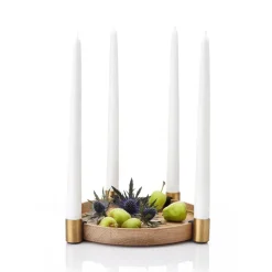 Applicata Luna kaarsenhouder, eiken - messing< Adventskandelaars & -Kaarsen