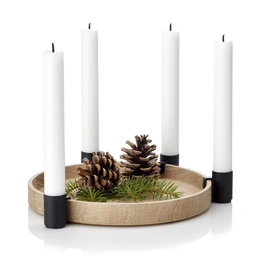 Applicata Luna kaarsenhouder, eiken - zwart< Adventskandelaars & -Kaarsen
