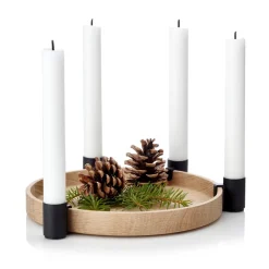 Applicata Luna kaarsenhouder, eiken - zwart< Adventskandelaars & -Kaarsen