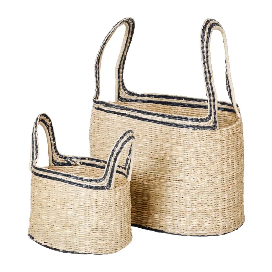 Broste Copenhagen Lykke mand 2-delig, Natural-black< Opbergmanden