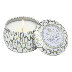 Voluspa Maison Blanc Mini Tin geurkaars 25 uur, Moroccan Mint Tea< Geurkaarsen & Aroma Diffusers