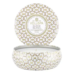 Voluspa Maison Blanc 3-wick Tin geurkaars 40 uur, Suede Blanc< Geurkaarsen & Aroma Diffusers