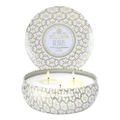 Voluspa Maison Blanc 3-wick Tin geurkaars 40 uur, Suede Blanc< Geurkaarsen & Aroma Diffusers