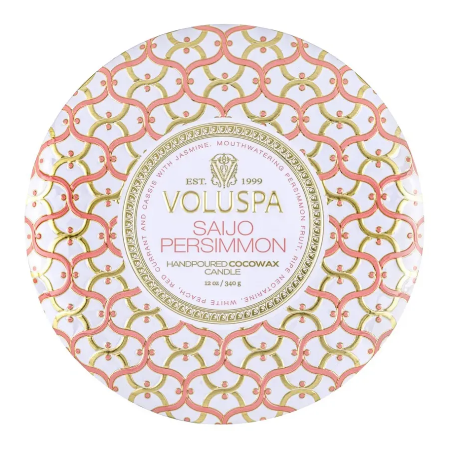 Voluspa Maison Blanc 3-wick Tin geurkaars 40 uur, Saijo Persimmon< Geurkaarsen & Aroma Diffusers