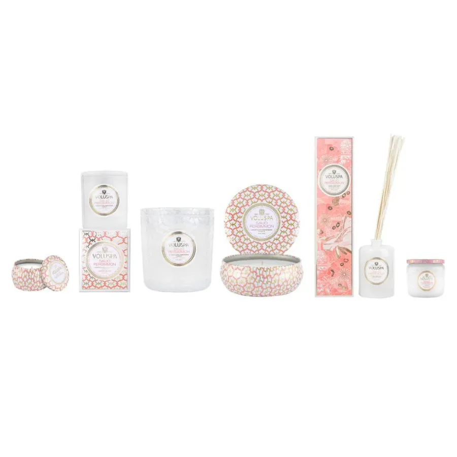 Voluspa Maison Blanc 3-wick Tin geurkaars 40 uur, Saijo Persimmon< Geurkaarsen & Aroma Diffusers