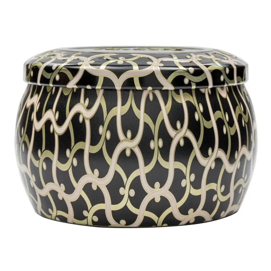 Voluspa Maison Noir Mini Tin geurkaars 25 uur, Ambre Lumiere< Geurkaarsen & Aroma Diffusers