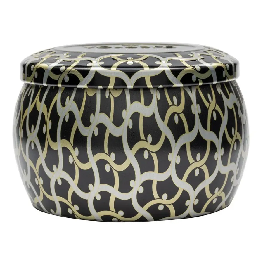 Voluspa Maison Noir Mini Tin geurkaars 25 uur, Crisp Champagne< Geurkaarsen & Aroma Diffusers