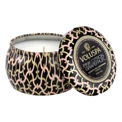 Voluspa Maison Noir Mini Tin geurkaars 25 uur, Pink Citron Grapefruit< Geurkaarsen & Aroma Diffusers