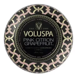 Voluspa Maison Noir Mini Tin geurkaars 25 uur, Pink Citron Grapefruit< Geurkaarsen & Aroma Diffusers