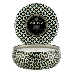 Voluspa Maison Noir 3-wick Tin geurkaars 40 uur, French Linen< Geurkaarsen & Aroma Diffusers