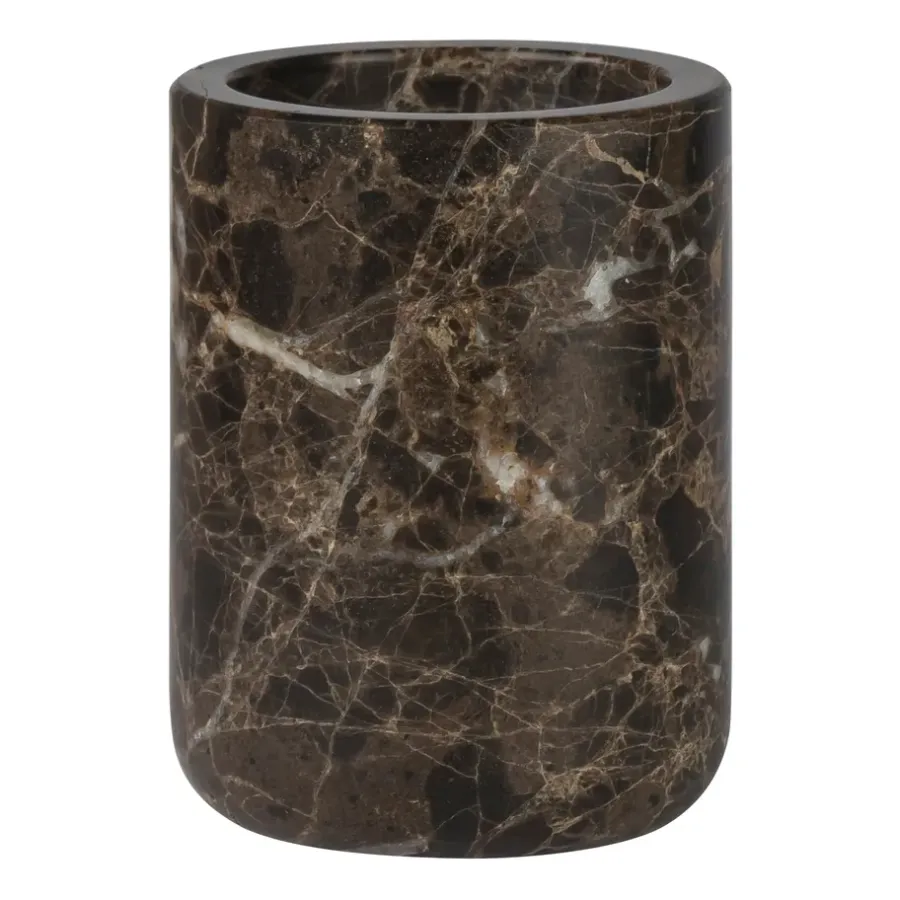 Mette Ditmer Marble tandeborstelbeker 10 cm, Bruin< Tandenborstelhouders