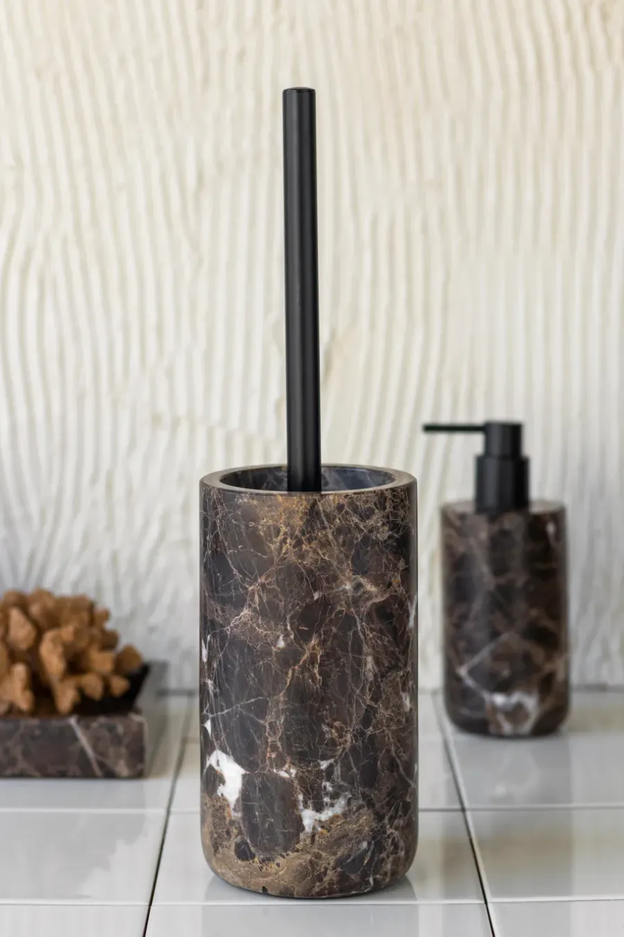 Mette Ditmer Marble wc-borstel 36 cm, Bruin< Toiletborstels