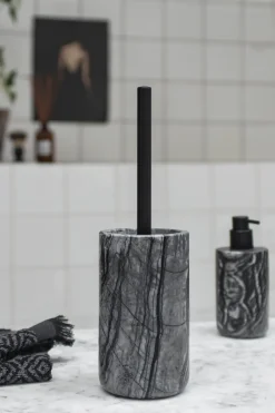 Mette Ditmer Marble wc-borstel 36 cm, Zwart-grijs< Toiletborstels