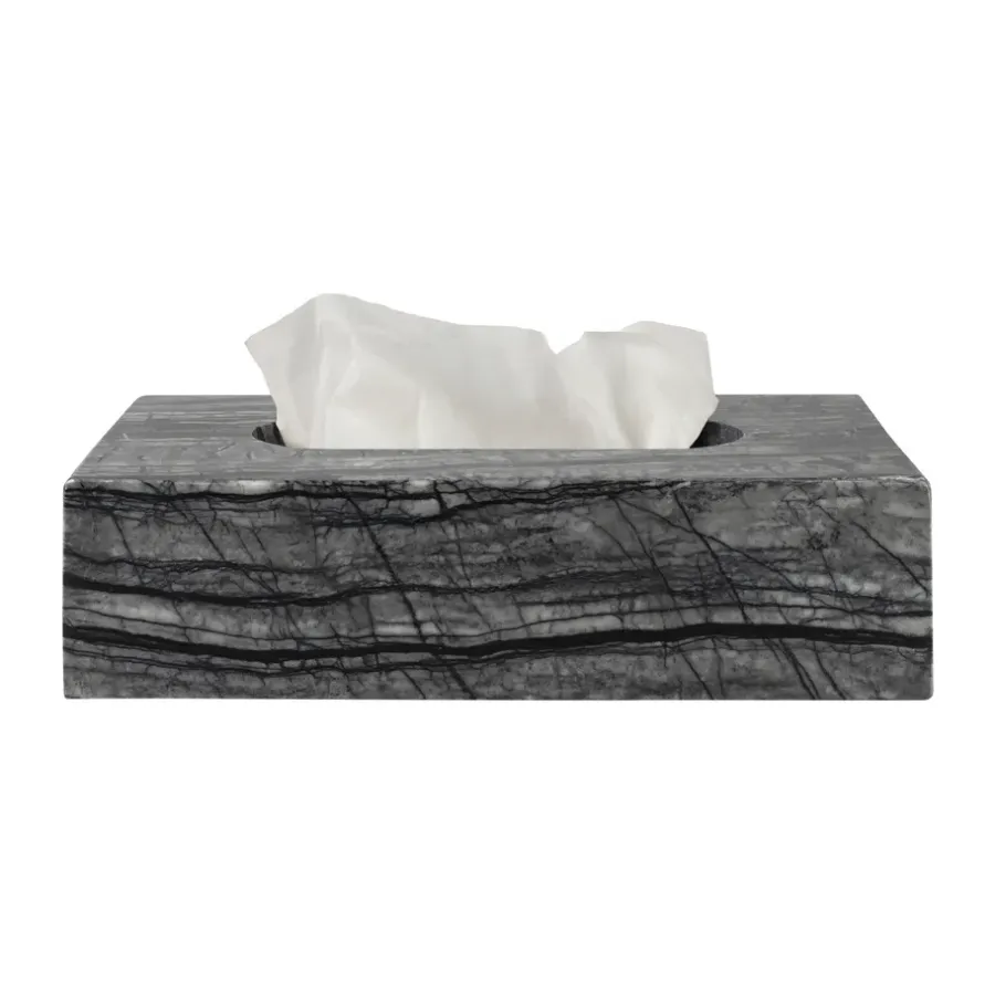 Mette Ditmer Marmeren zakdoekdoos 14x25,5 cm, Zwart-grijs< Opbergmanden