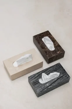 Mette Ditmer Marmeren zakdoekdoos 14x25,5 cm, Zwart-grijs< Opbergmanden