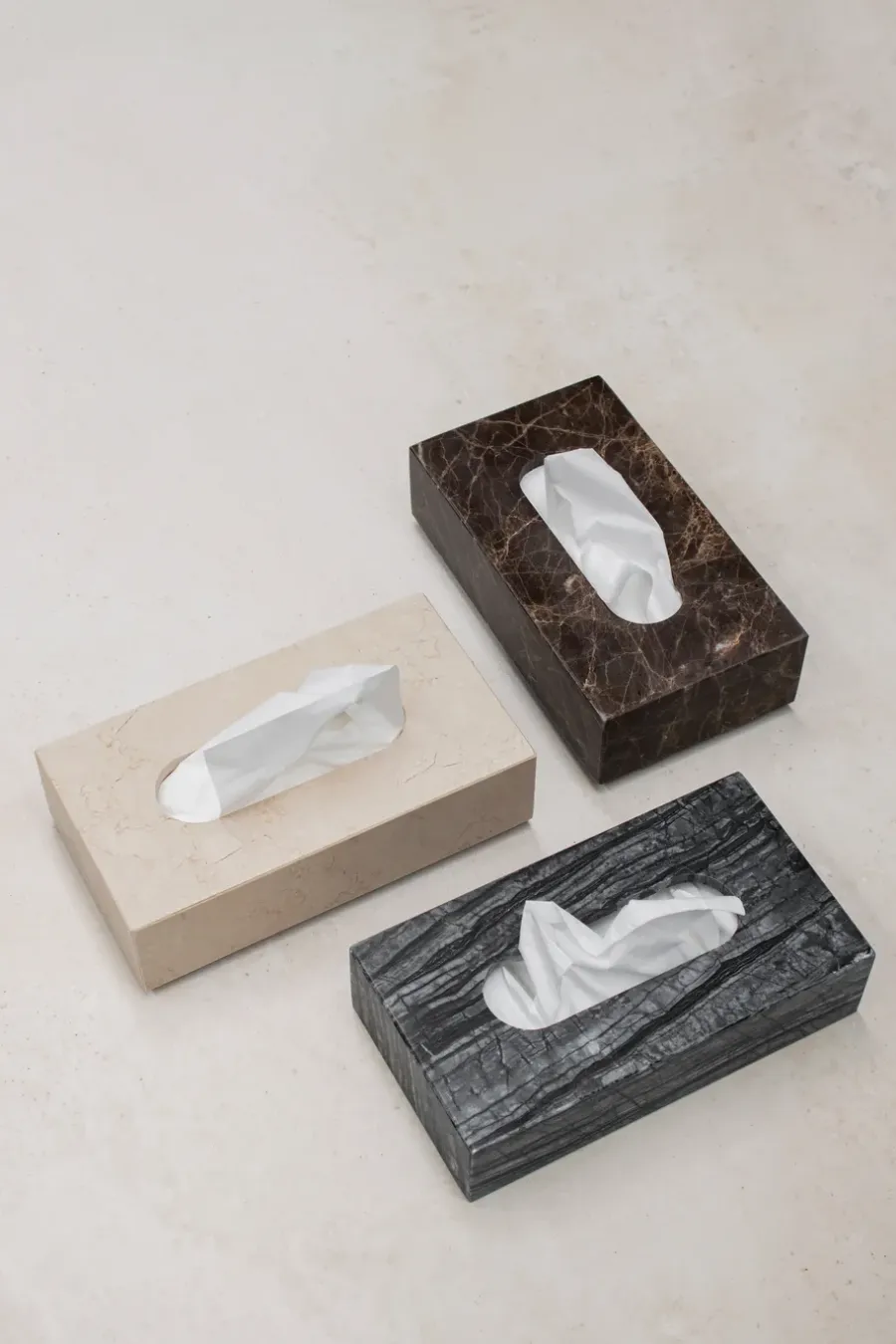 Mette Ditmer Marmeren zakdoekdoos 14x25,5 cm, Zwart-grijs< Opbergmanden