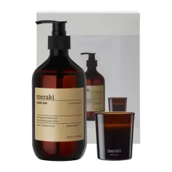 Meraki geschenkset handzeep en geurkaars, Northern dawn + dark wood< Zeep & Crèmes