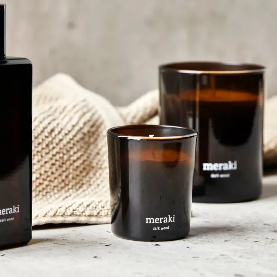 Meraki geurkaars 12 uur 2-pack, Dark wood< Geurkaarsen & Aroma Diffusers