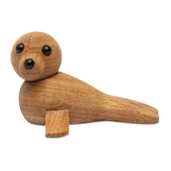 Spring Copenhagen Mini Zeehond decoratie 9 cm, Eik< Houten Beelden