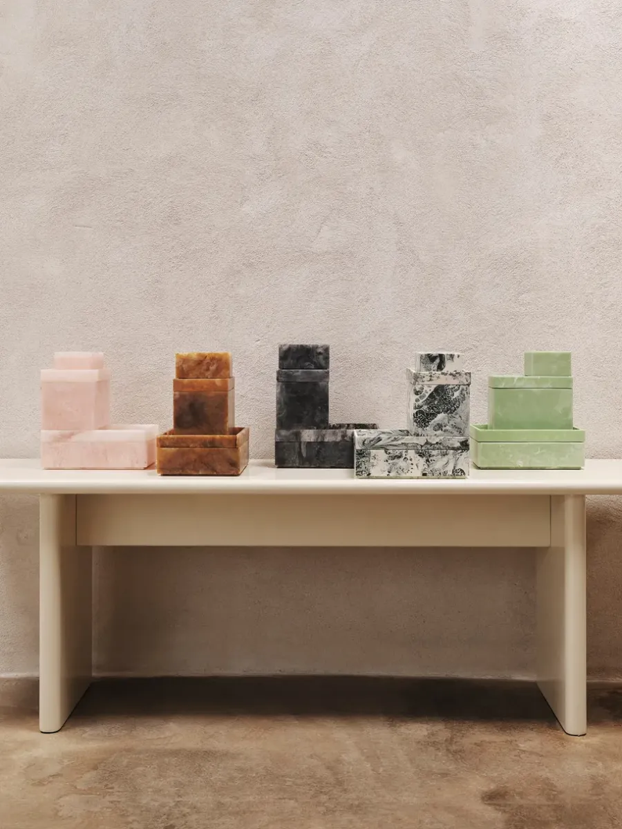 Ferm Living Mist opbergdoos 7,5x10 cm, Emerald-off white< Dozen & Boxen