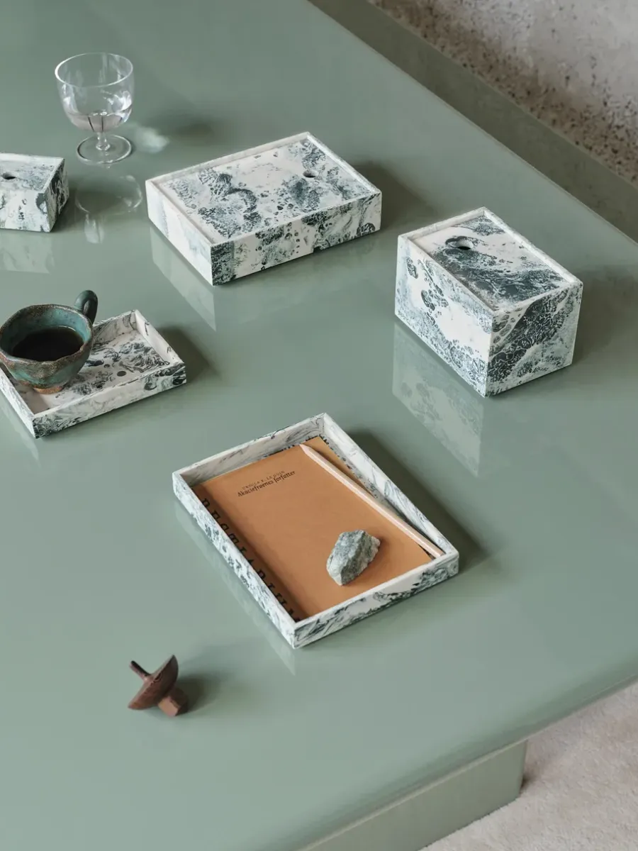 Ferm Living Mist opbergdoos 10x15 cm, Emerald-off white< Dozen & Boxen