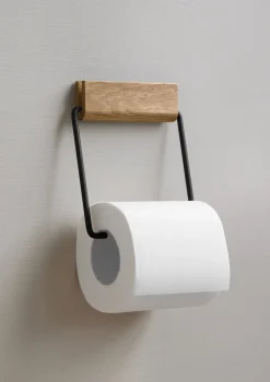 MOEBE wc-papierhouder, Eikenhout-zwart< Toiletpapierhouders