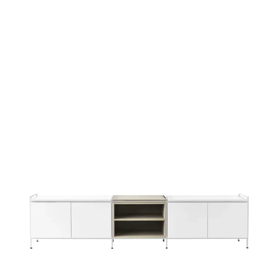 Zweed Molto Låg sideboard, wit/eikenhout, 3 delen< Tv- & Mediameubels|Ladekasten & Dressoirs