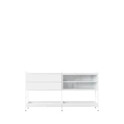 Zweed Molto Medium sideboard, wit, 2 delen met vitrine< Ladekasten & Dressoirs