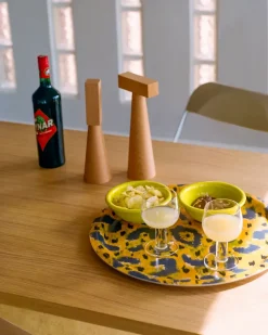 Hem Monster dienblad Medium Ø49 cm, Ochre yellow-grey-black< Decoratieve Accessoires|Decoratieve Dienbladen
