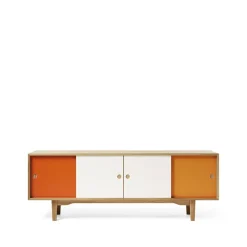 Zweed Moodi 180 sideboard, oranje/wit, eikenhouten frame< Tv- & Mediameubels|Ladekasten & Dressoirs