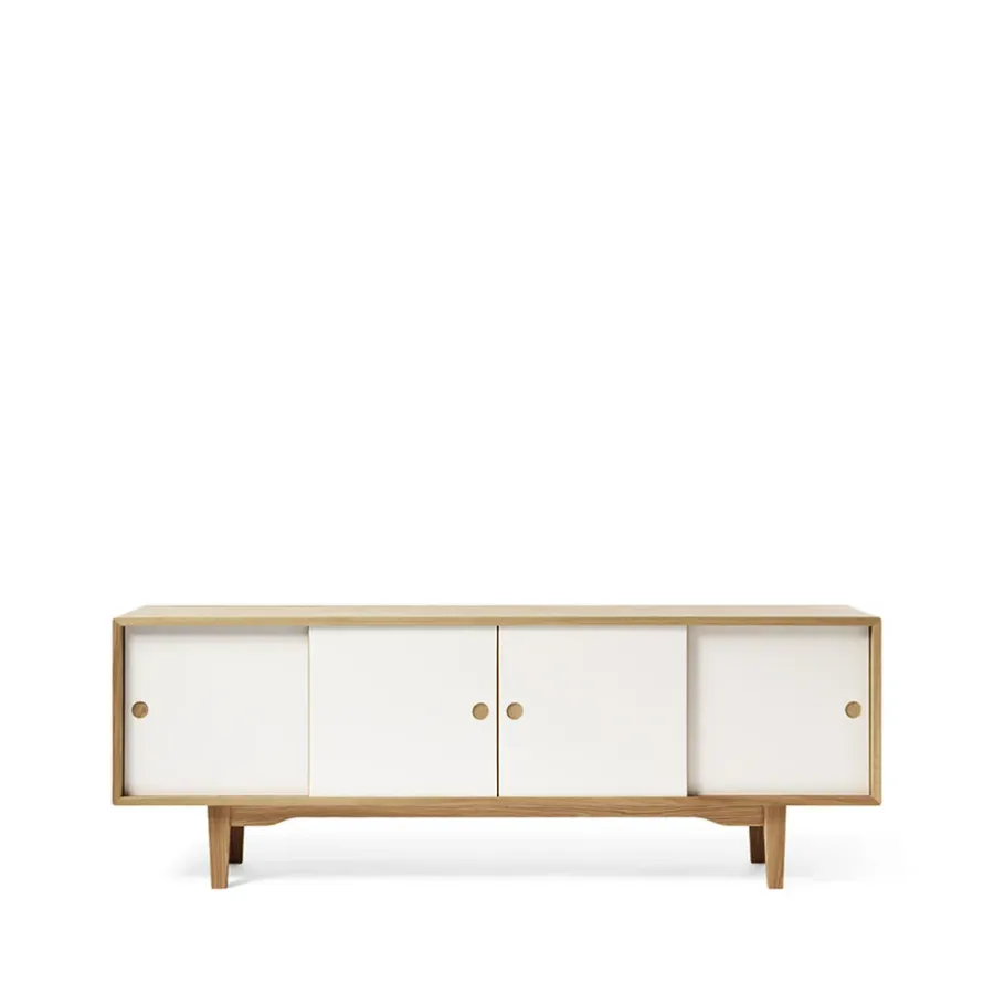 Zweed Moodi 180 sideboard, wit/eikenhout, eikenhouten frame< Tv- & Mediameubels|Ladekasten & Dressoirs