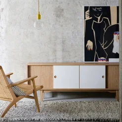 Zweed Moodi 180 sideboard, wit/eikenhout, eikenhouten frame< Tv- & Mediameubels|Ladekasten & Dressoirs