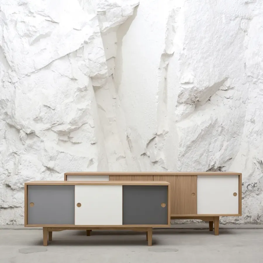 Zweed Moodi 180 sideboard, wit/eikenhout, eikenhouten frame< Tv- & Mediameubels|Ladekasten & Dressoirs