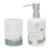 Moomin Arabia Moomin zeepdispenser en tandenborstelhouder, Badstund groen-wit< Tandenborstelhouders