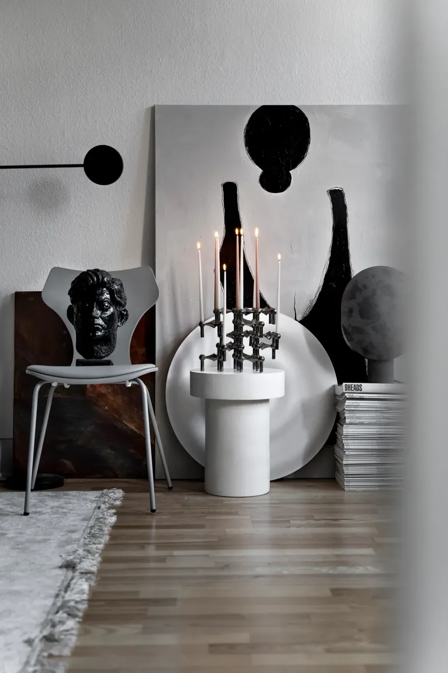 STOFF Nagel kandelaar, Zwart chroom< Kandelaars