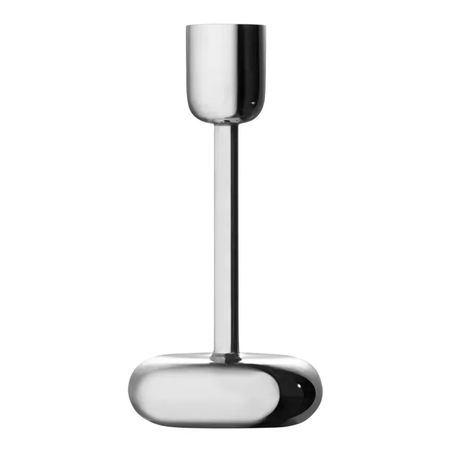 Iittala Nappula kandelaar staal, groot - 18,3 cm.< Kandelaars