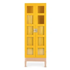 Källemo National Geographic boekenkast, Geel-bokszuil-messing< Kasten & Vitrines