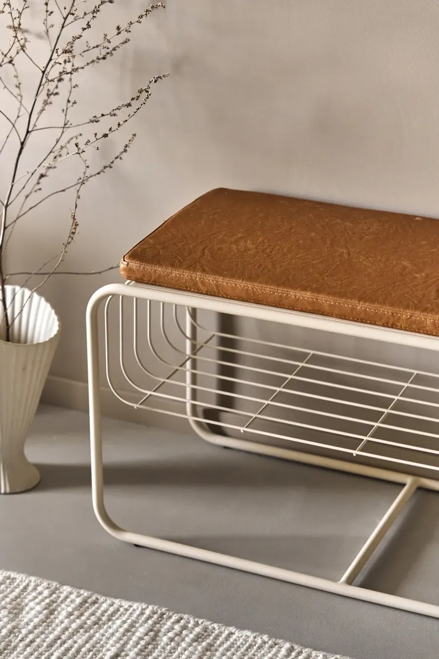 Scandi Living Nod bank/schoenenrek 80x36c42 cm, Beige< Schoenenrekken