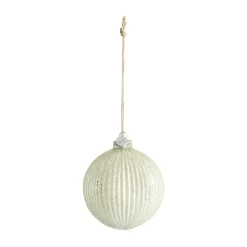 Lene Bjerre Norille kerstbal Ø11 cm, Off white, geribbeld< Kerstdecoraties