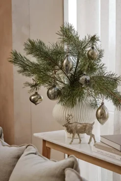 Lene Bjerre Nosille kerstbal rond Ø8 cm, Zilver-goud< Kerstdecoraties