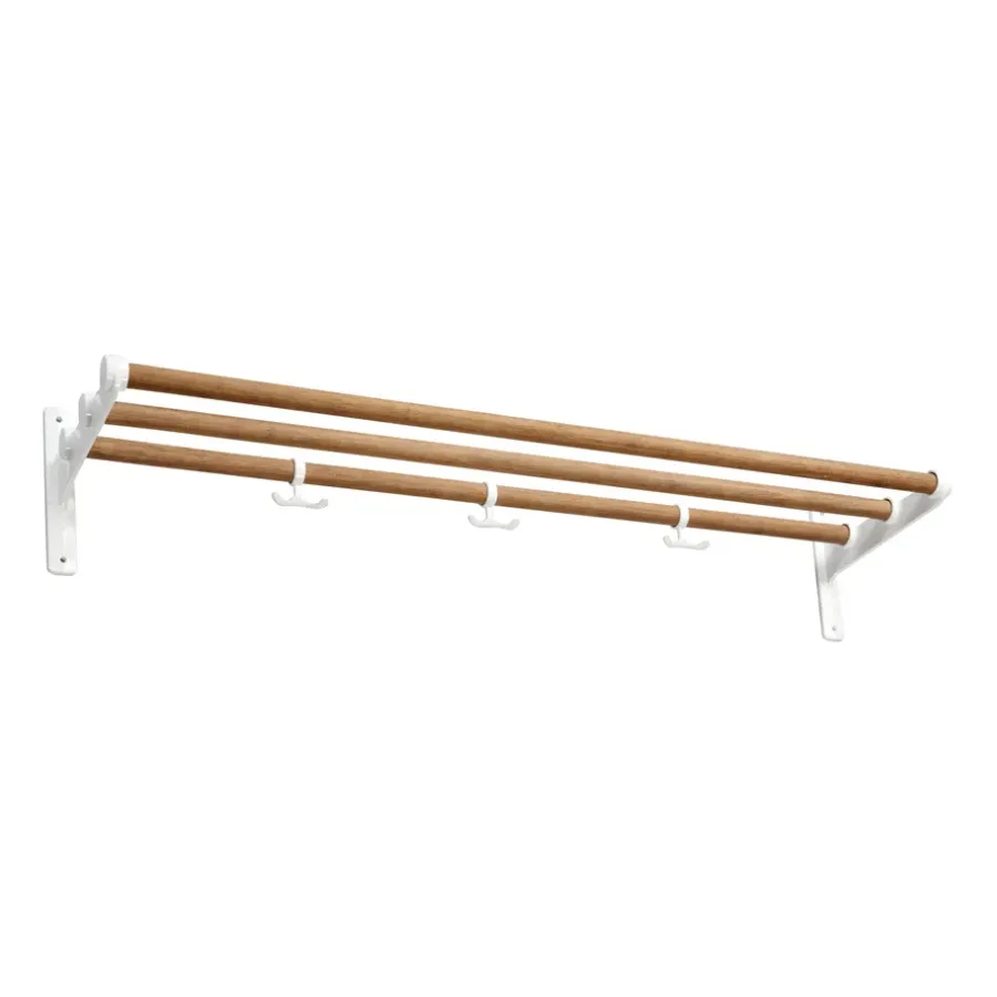 Essem Design Nostalgi hoeden-/schoenenplank, Bamboe-wit< Garderobehaken & Hoedenplanken