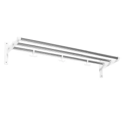 Essem Design Nostalgi hoeden-/schoenenplank, chroom-wit< Garderobehaken & Hoedenplanken