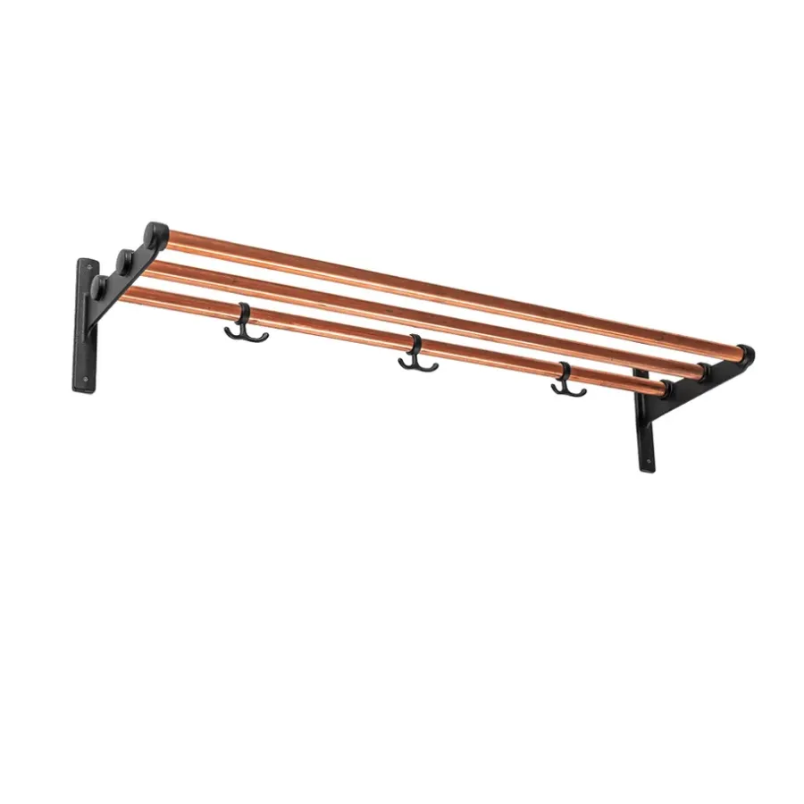 Essem Design Nostalgi Schoenenrek of hoedenplank, koper, zwart frame< Garderobehaken & Hoedenplanken
