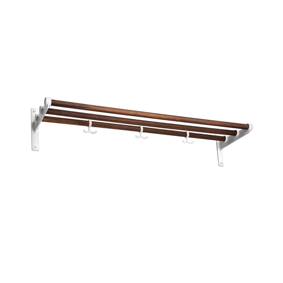 Essem Design Nostalgi Schoenenrek of hoedenplank, walnoothout, wit frame< Garderobehaken & Hoedenplanken